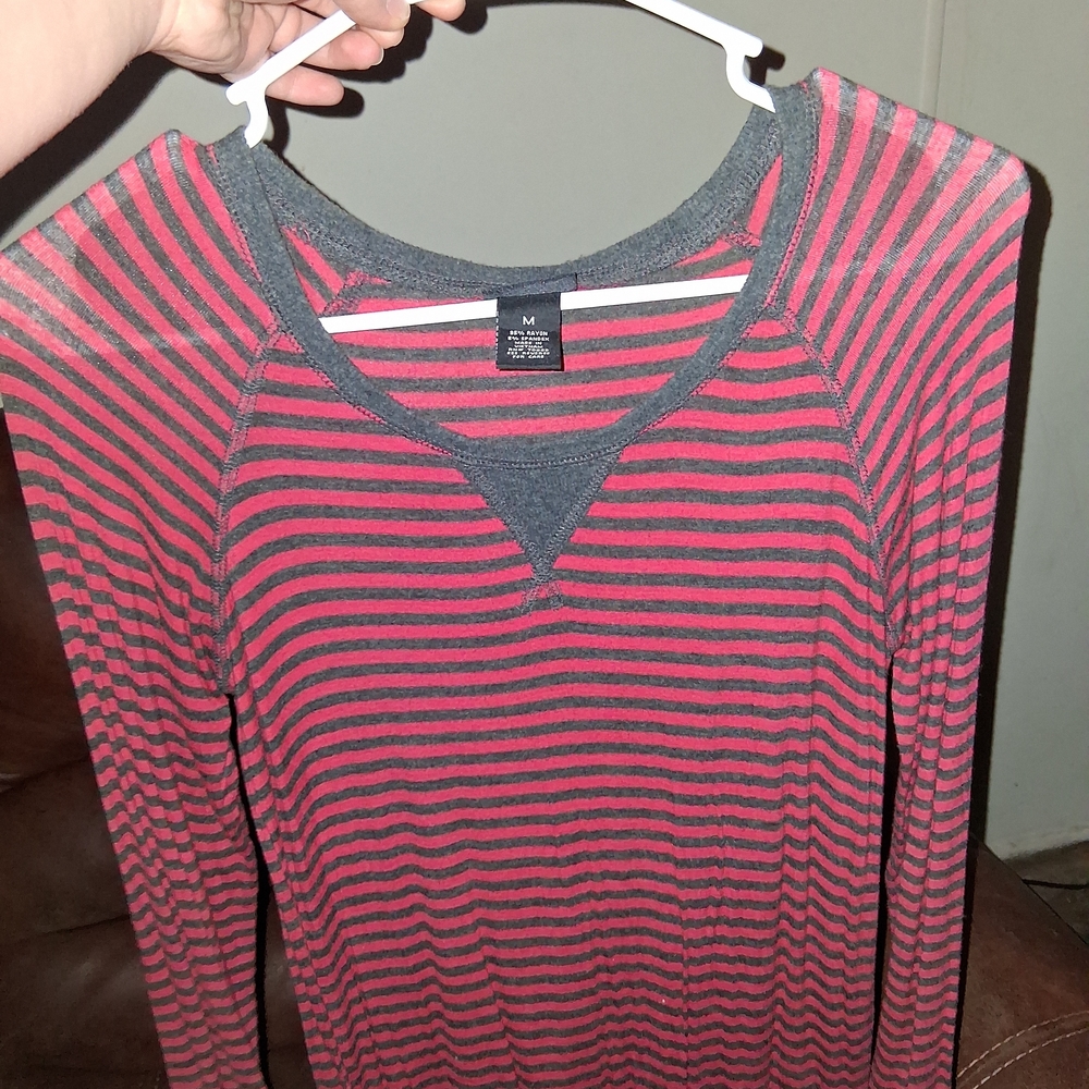 Striped Red and Gray Women's Sweater